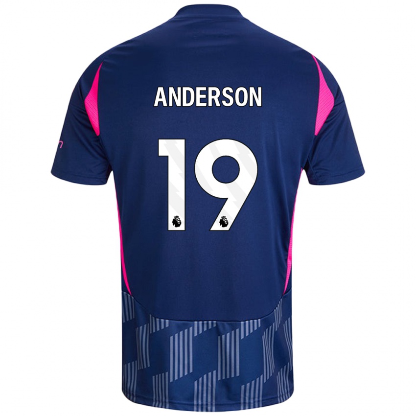 Niño Camiseta Becky Anderson #19 Azul Real Rosa 2ª Equipación 2024/25 La Camisa Argentina