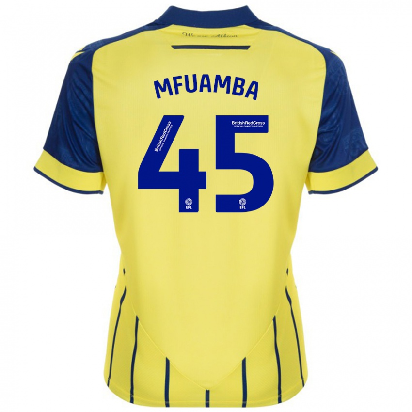 Niño Camiseta Kevin Mfuamba #45 Amarillo Azul 2ª Equipación 2024/25 La Camisa Argentina