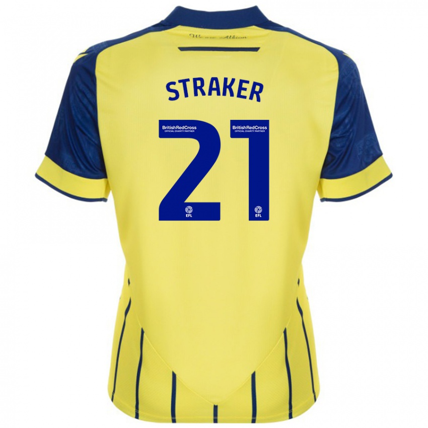 Niño Camiseta Jannelle Straker #21 Amarillo Azul 2ª Equipación 2024/25 La Camisa Argentina