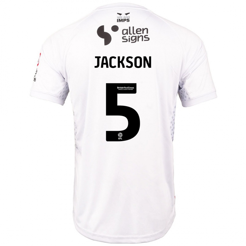 Niño Camiseta Adam Jackson #5 Rojo Blanco 2ª Equipación 2024/25 La Camisa Argentina