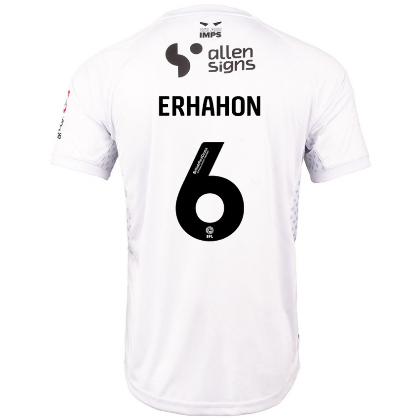 Niño Camiseta Ethan Erhahon #6 Rojo Blanco 2ª Equipación 2024/25 La Camisa Argentina