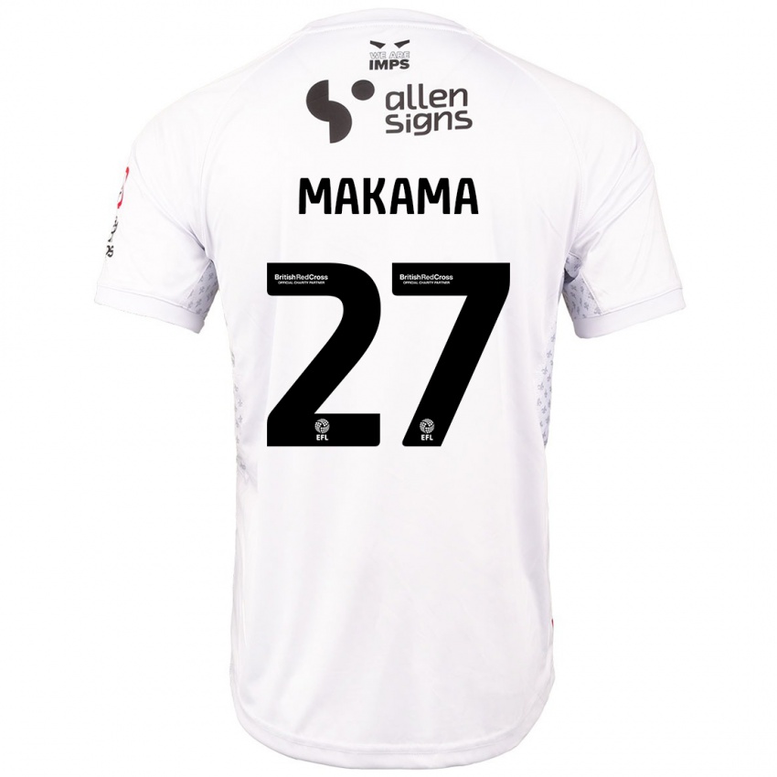 Niño Camiseta Jovon Makama #27 Rojo Blanco 2ª Equipación 2024/25 La Camisa Argentina