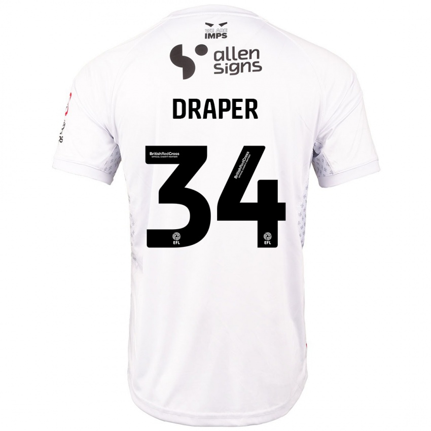 Niño Camiseta Freddie Draper #34 Rojo Blanco 2ª Equipación 2024/25 La Camisa Argentina