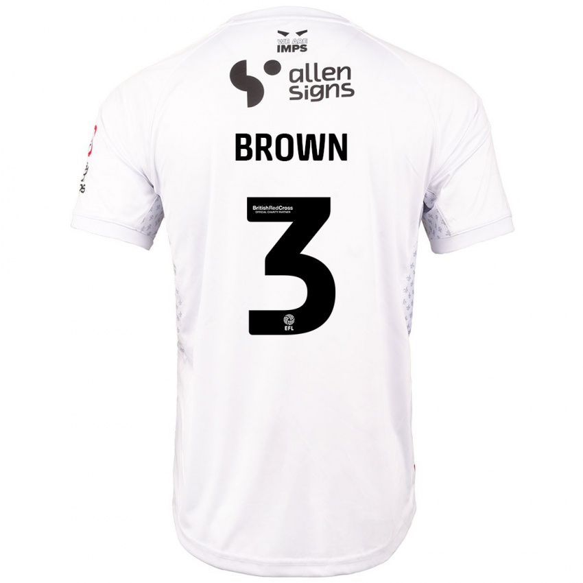 Niño Camiseta Jaden Brown #3 Rojo Blanco 2ª Equipación 2024/25 La Camisa Argentina