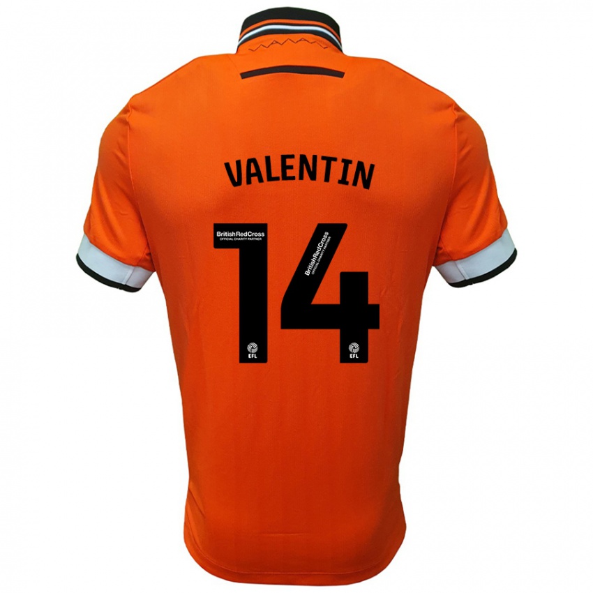 Niño Camiseta Pol Valentín #14 Naranja Blanco 2ª Equipación 2024/25 La Camisa Argentina