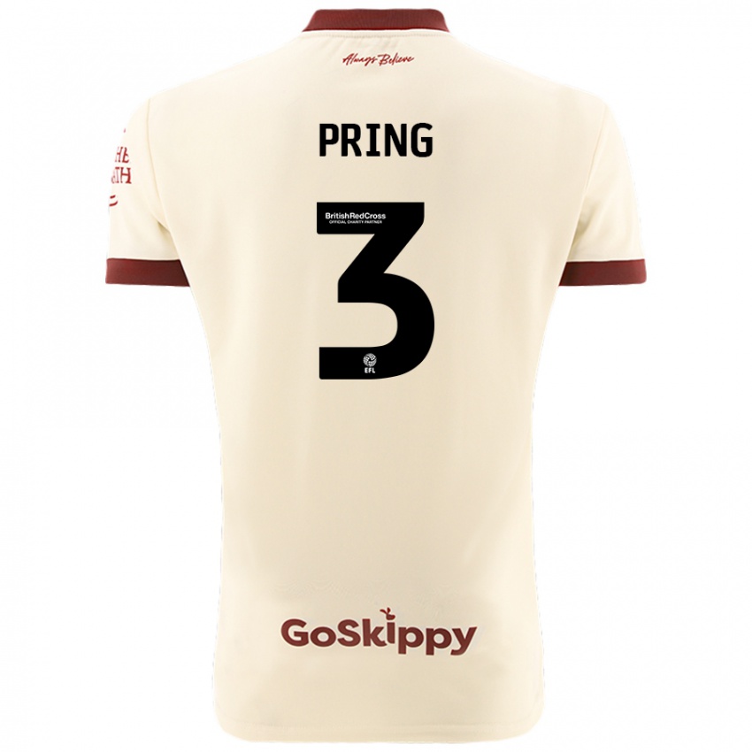 Niño Camiseta Cameron Pring #3 Crema Blanco 2ª Equipación 2024/25 La Camisa Argentina