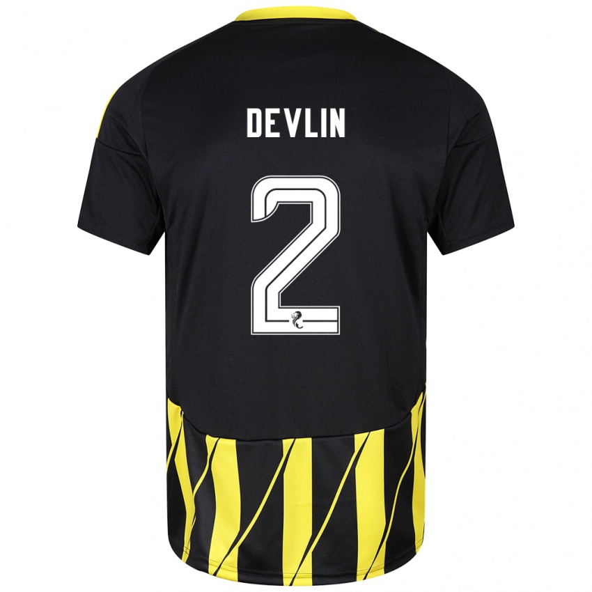 Niño Camiseta Nicky Devlin #2 Negro Amarillo 2ª Equipación 2024/25 La Camisa Argentina