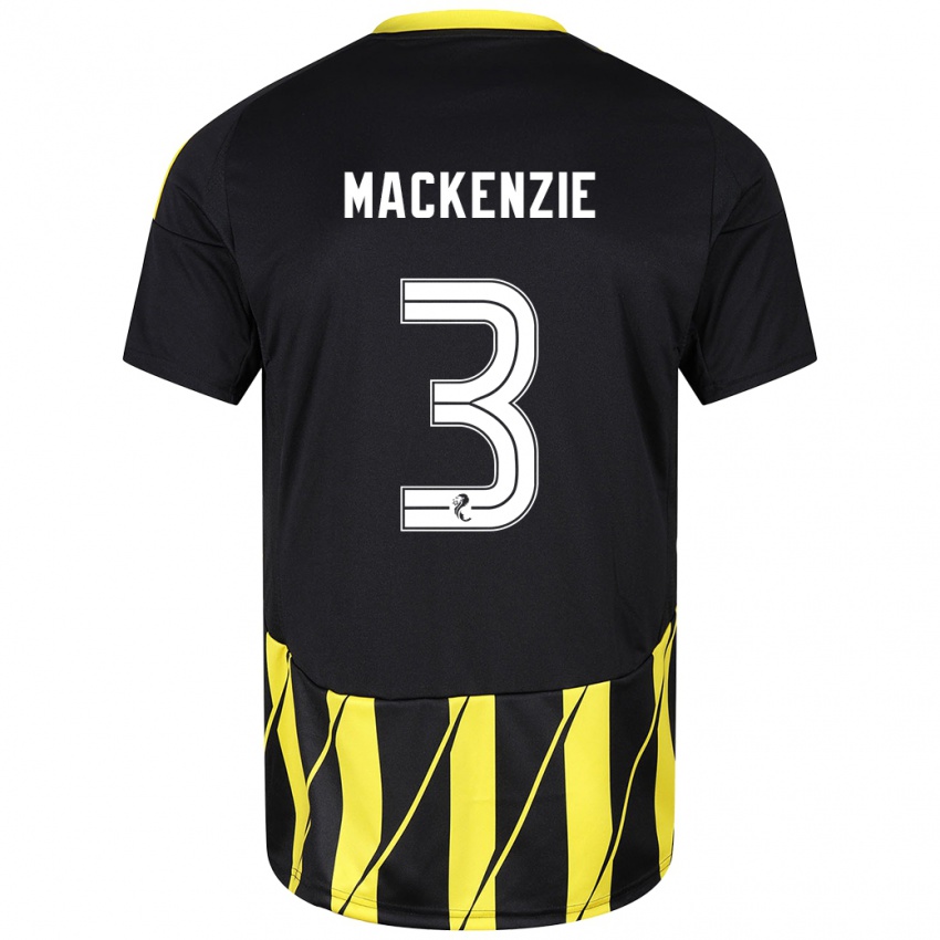 Niño Camiseta Jack Mackenzie #3 Negro Amarillo 2ª Equipación 2024/25 La Camisa Argentina