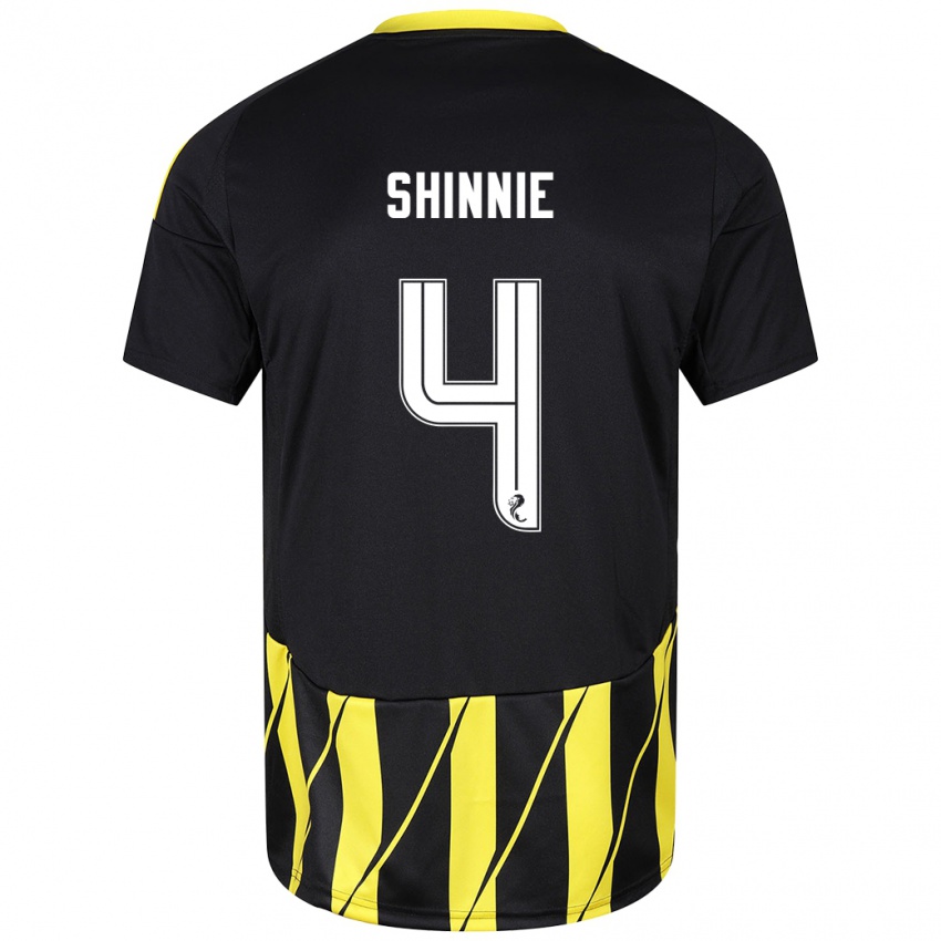 Niño Camiseta Graeme Shinnie #4 Negro Amarillo 2ª Equipación 2024/25 La Camisa Argentina