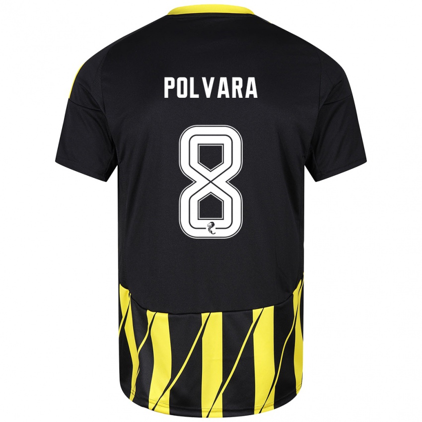 Niño Camiseta Dante Polvara #8 Negro Amarillo 2ª Equipación 2024/25 La Camisa Argentina