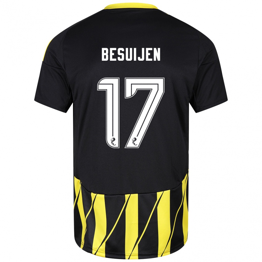 Niño Camiseta Vicente Besuijen #17 Negro Amarillo 2ª Equipación 2024/25 La Camisa Argentina