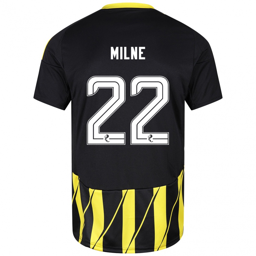 Niño Camiseta Jack Milne #22 Negro Amarillo 2ª Equipación 2024/25 La Camisa Argentina