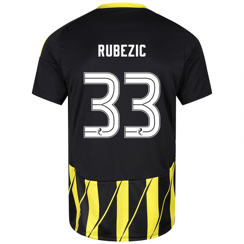 Niño Camiseta Slobodan Rubezic #33 Negro Amarillo 2ª Equipación 2024/25 La Camisa Argentina