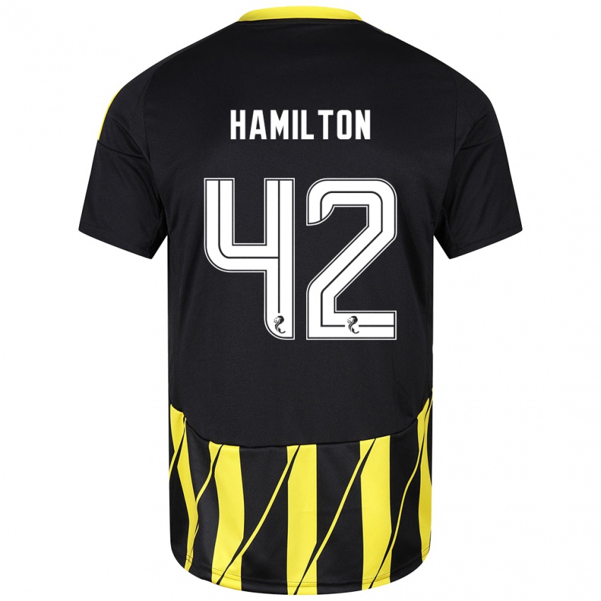 Niño Camiseta Brendan Hamilton #42 Negro Amarillo 2ª Equipación 2024/25 La Camisa Argentina