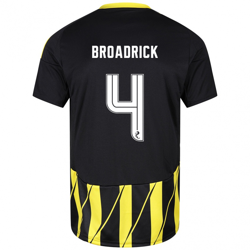 Niño Camiseta Jessica Broadrick #4 Negro Amarillo 2ª Equipación 2024/25 La Camisa Argentina