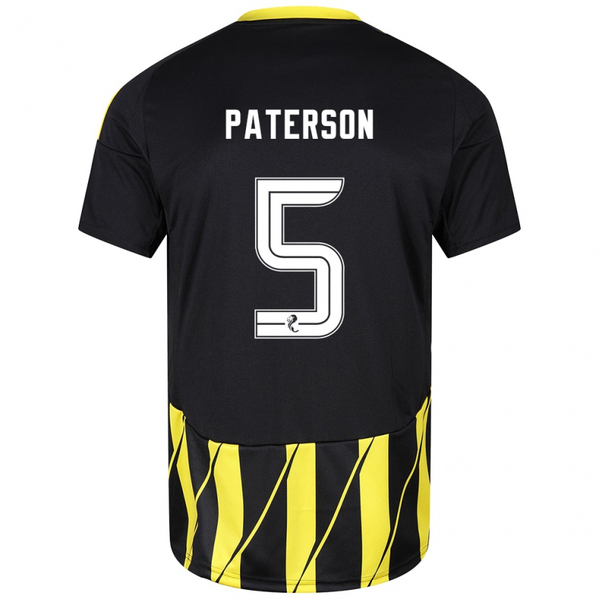 Niño Camiseta Donna Paterson #5 Negro Amarillo 2ª Equipación 2024/25 La Camisa Argentina