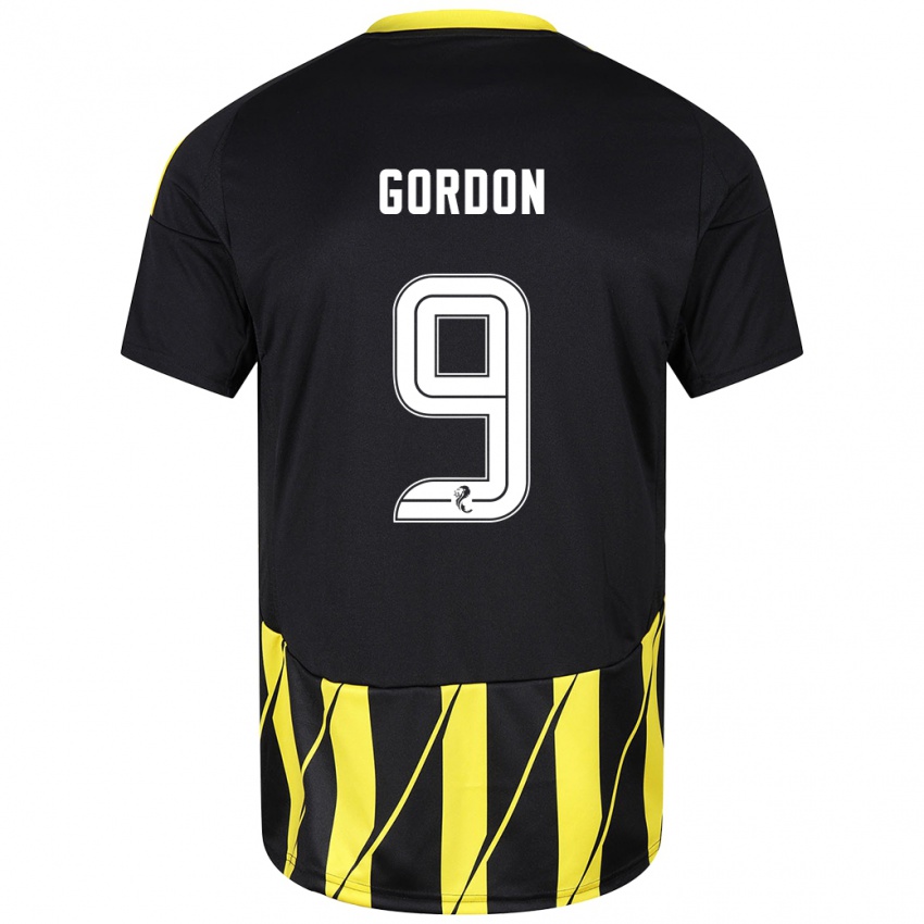 Niño Camiseta Lauren Gordon #9 Negro Amarillo 2ª Equipación 2024/25 La Camisa Argentina