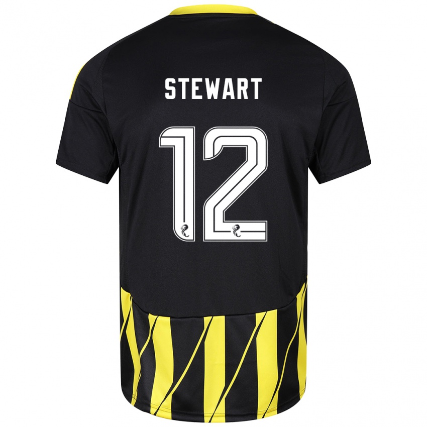 Niño Camiseta Hannah Stewart #12 Negro Amarillo 2ª Equipación 2024/25 La Camisa Argentina