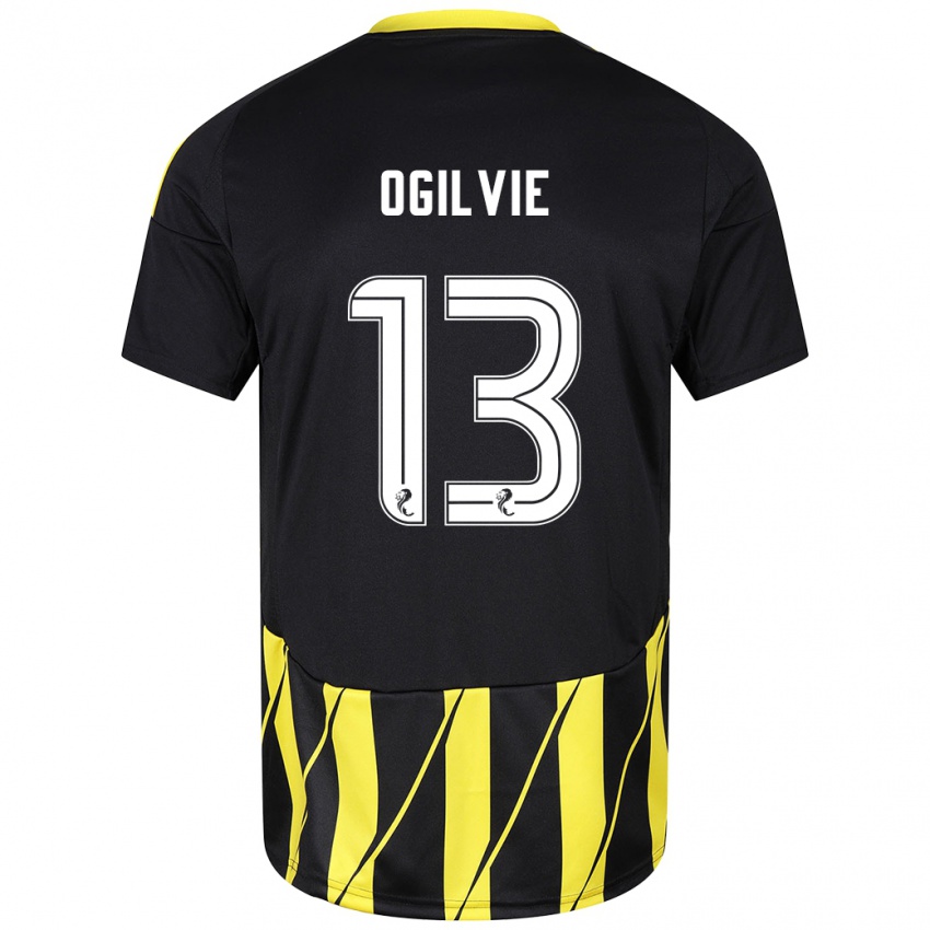 Niño Camiseta Francesca Ogilvie #13 Negro Amarillo 2ª Equipación 2024/25 La Camisa Argentina