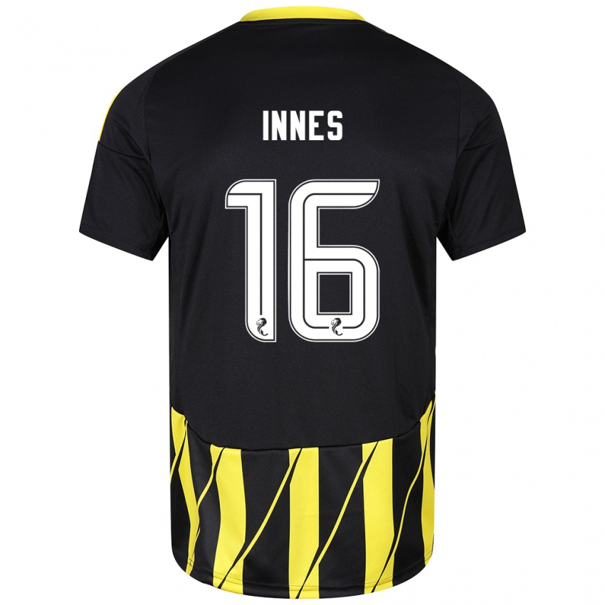 Niño Camiseta Hannah Innes #16 Negro Amarillo 2ª Equipación 2024/25 La Camisa Argentina