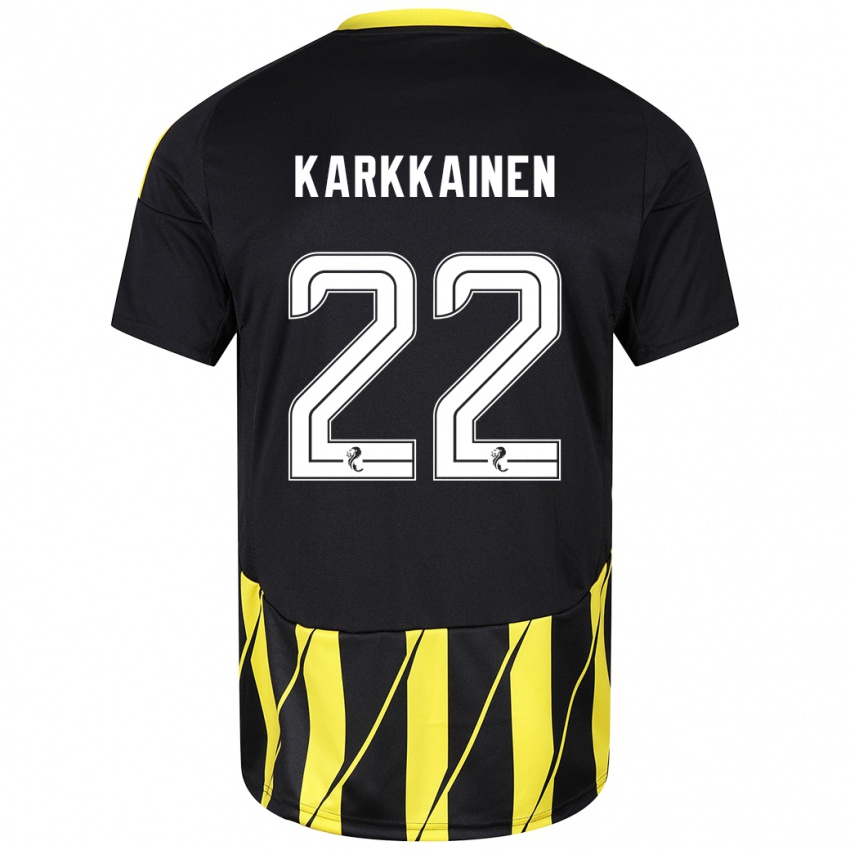 Niño Camiseta Elena Kärkkäinen #22 Negro Amarillo 2ª Equipación 2024/25 La Camisa Argentina