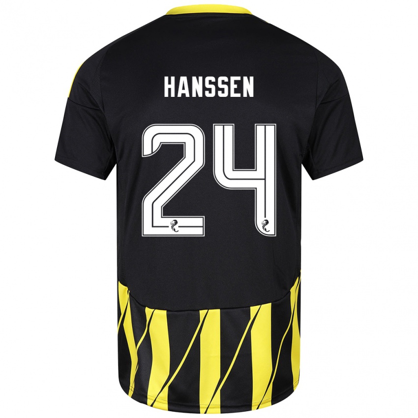 Niño Camiseta Nadine Hanssen #24 Negro Amarillo 2ª Equipación 2024/25 La Camisa Argentina