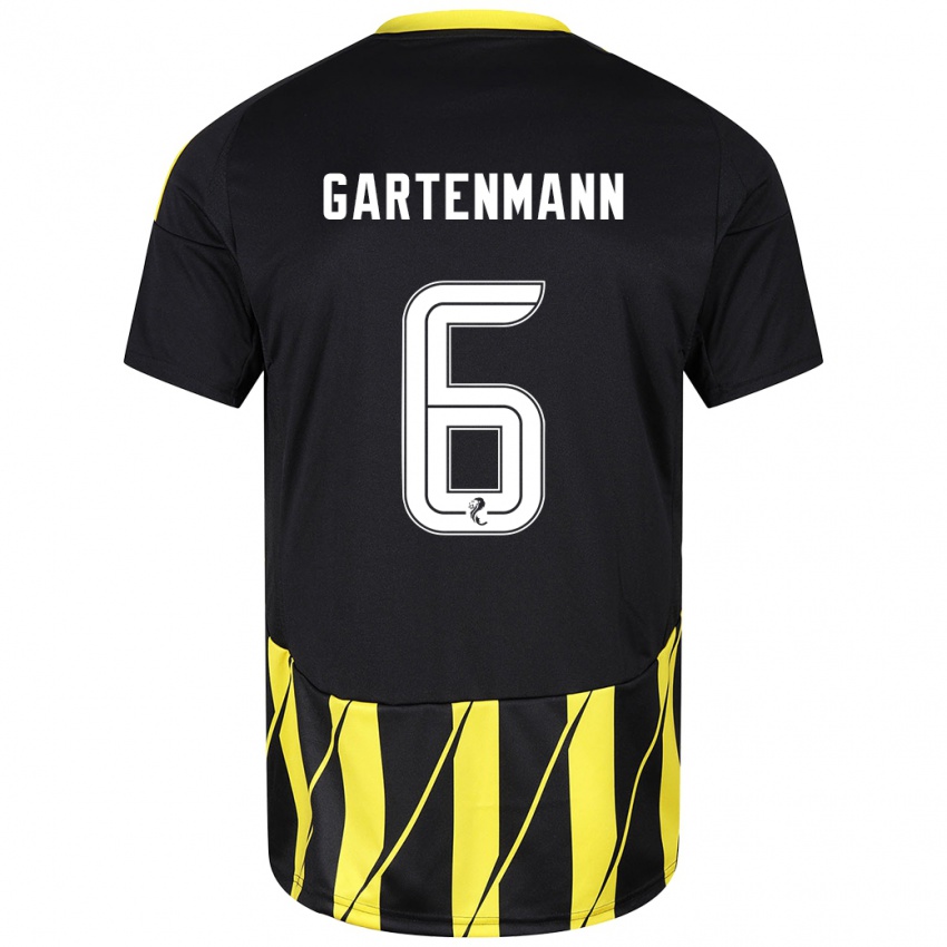 Niño Camiseta Stefan Gartenmann #6 Negro Amarillo 2ª Equipación 2024/25 La Camisa Argentina