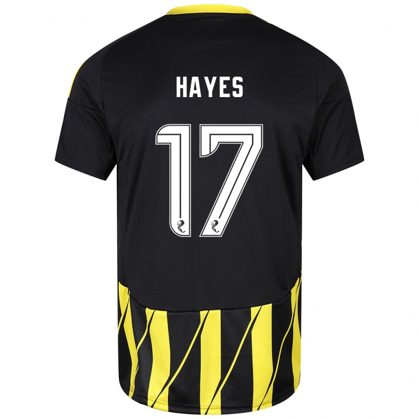 Niño Camiseta Jonny Hayes #17 Negro Amarillo 2ª Equipación 2024/25 La Camisa Argentina