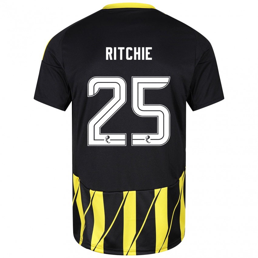 Niño Camiseta Tom Ritchie #25 Negro Amarillo 2ª Equipación 2024/25 La Camisa Argentina