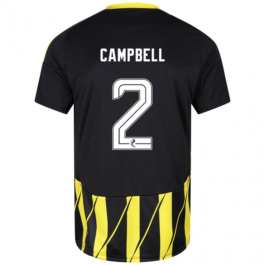 Niño Camiseta Loren Campbell #2 Negro Amarillo 2ª Equipación 2024/25 La Camisa Argentina