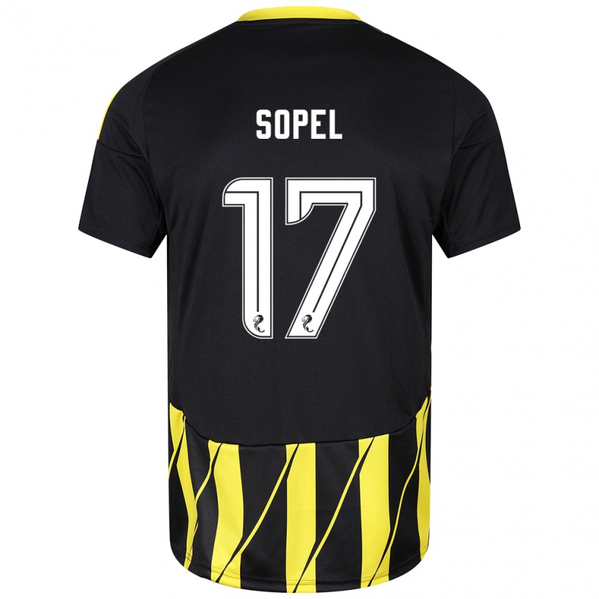 Niño Camiseta Nadia Sopel #17 Negro Amarillo 2ª Equipación 2024/25 La Camisa Argentina