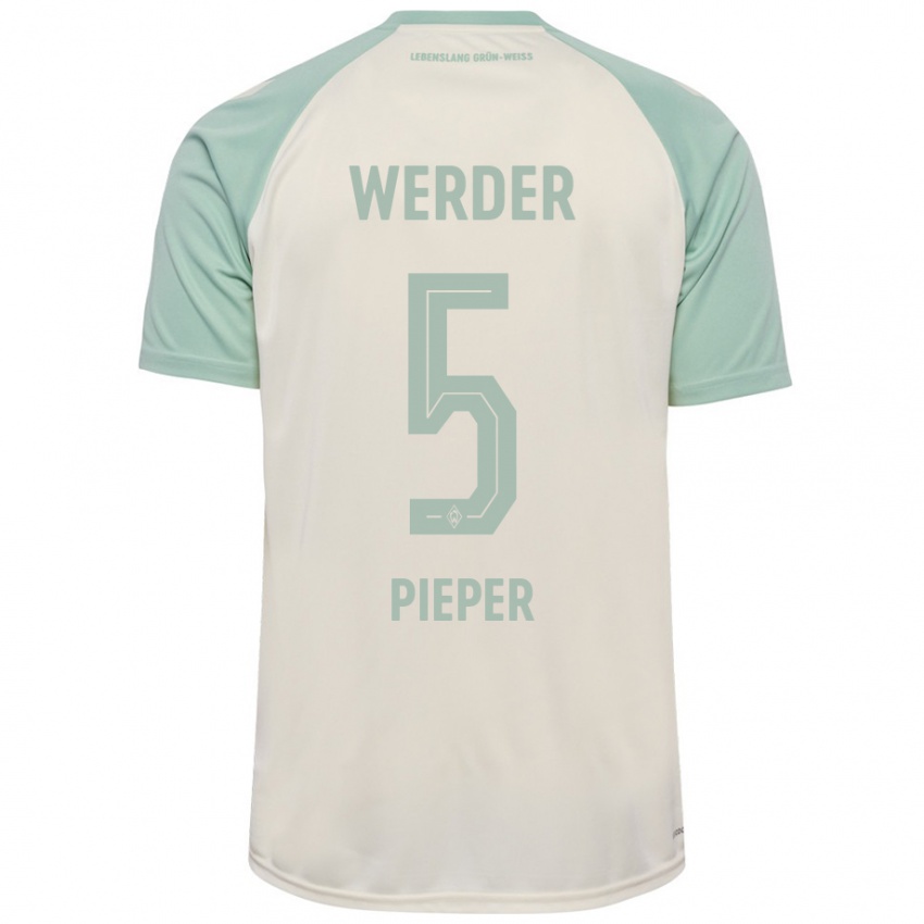 Niño Camiseta Amos Pieper #5 Blanquecino Verde Claro 2ª Equipación 2024/25 La Camisa Argentina