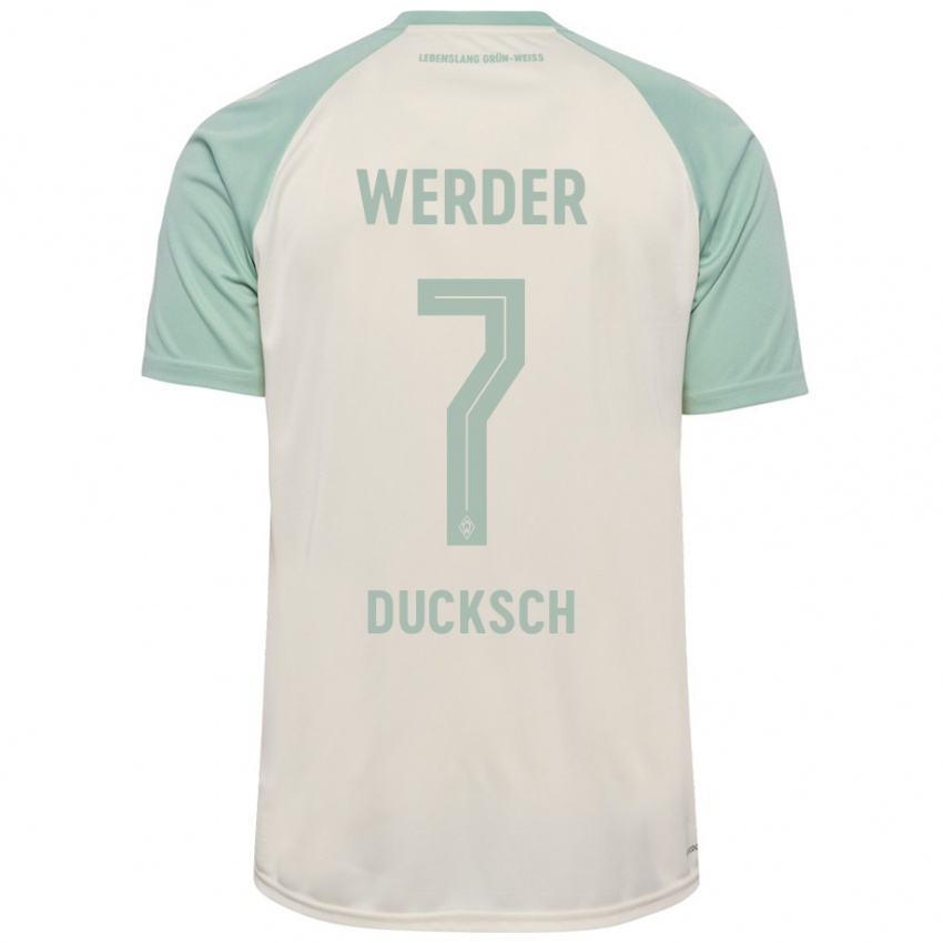 Niño Camiseta Marvin Ducksch #7 Blanquecino Verde Claro 2ª Equipación 2024/25 La Camisa Argentina