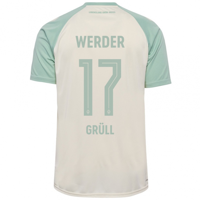 Niño Camiseta Marco Grüll #17 Blanquecino Verde Claro 2ª Equipación 2024/25 La Camisa Argentina