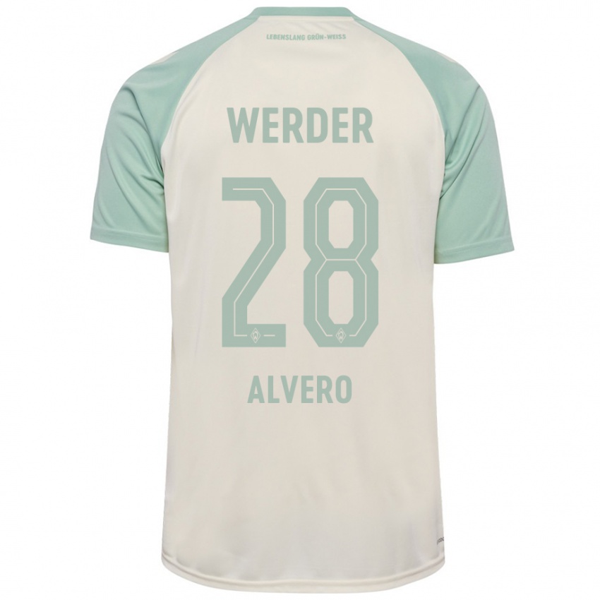 Niño Camiseta Skelly Alvero #28 Blanquecino Verde Claro 2ª Equipación 2024/25 La Camisa Argentina