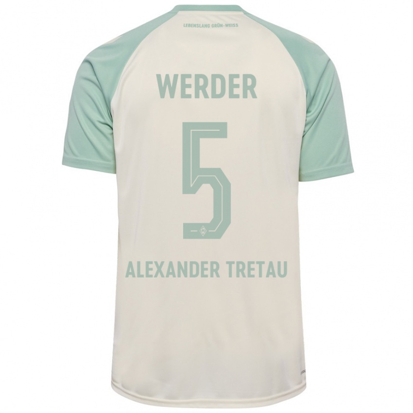 Niño Camiseta Hans Alexander Tretau #5 Blanquecino Verde Claro 2ª Equipación 2024/25 La Camisa Argentina