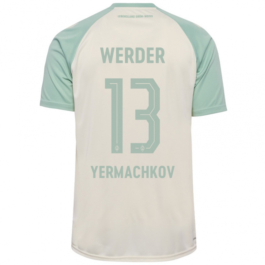 Niño Camiseta Ivan Yermachkov #13 Blanquecino Verde Claro 2ª Equipación 2024/25 La Camisa Argentina