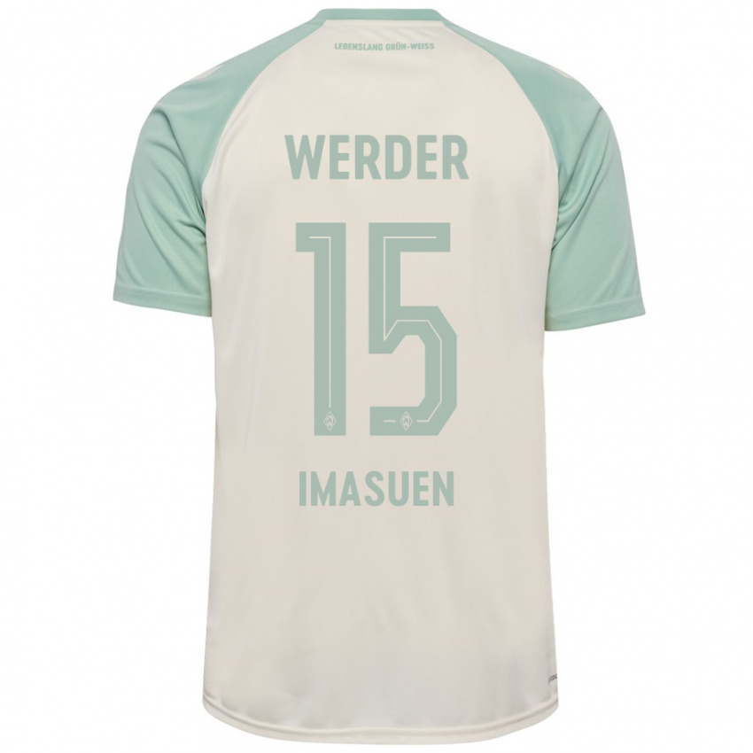 Niño Camiseta Joel Imasuen #15 Blanquecino Verde Claro 2ª Equipación 2024/25 La Camisa Argentina