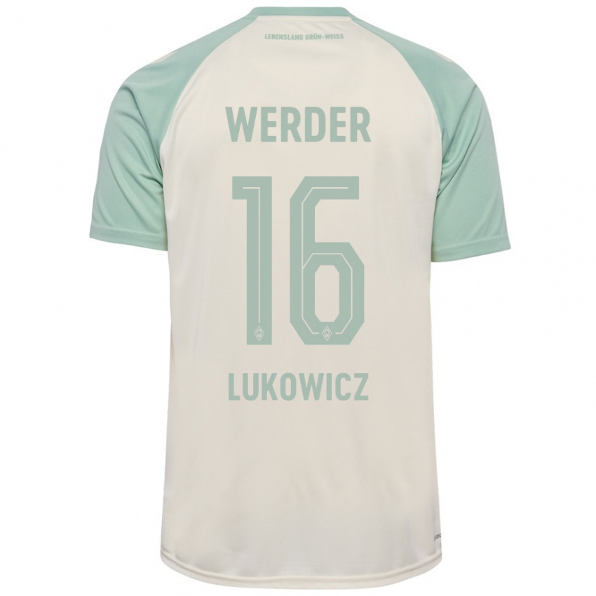 Niño Camiseta Maik Lukowicz #16 Blanquecino Verde Claro 2ª Equipación 2024/25 La Camisa Argentina