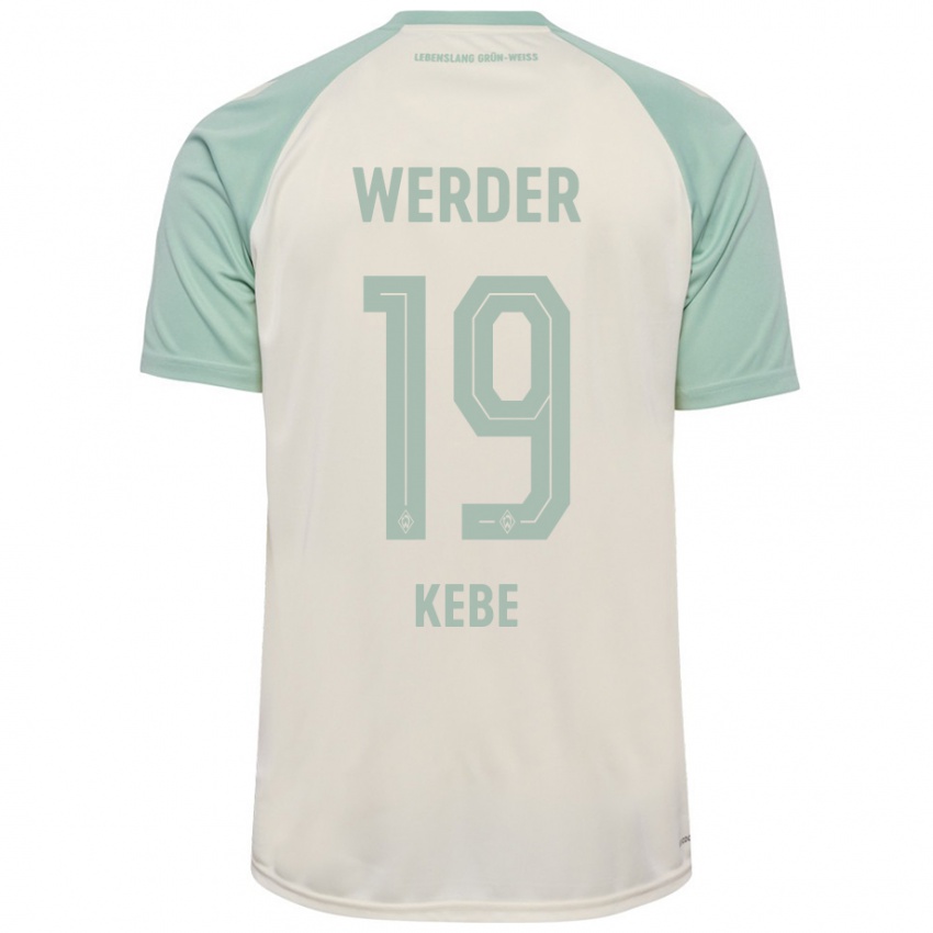 Niño Camiseta David Kébé #19 Blanquecino Verde Claro 2ª Equipación 2024/25 La Camisa Argentina