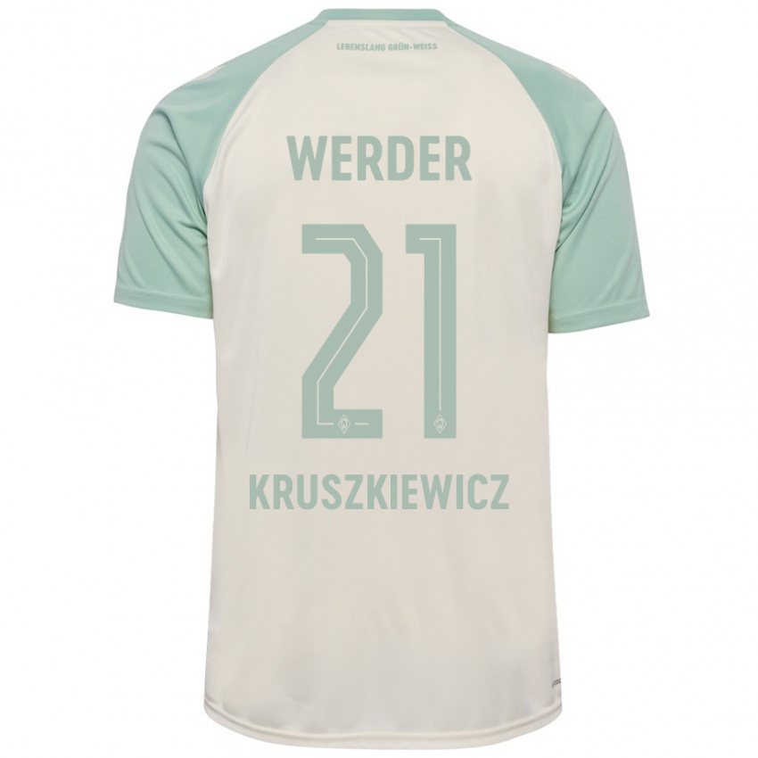 Niño Camiseta Jakub Kruszkiewicz #21 Blanquecino Verde Claro 2ª Equipación 2024/25 La Camisa Argentina