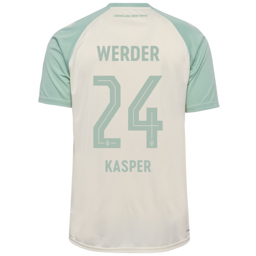 Niño Camiseta Dominik Kasper #24 Blanquecino Verde Claro 2ª Equipación 2024/25 La Camisa Argentina