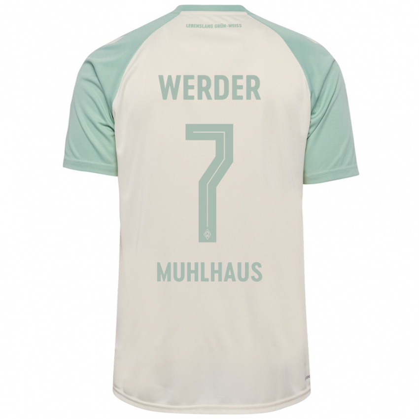 Niño Camiseta Larissa Mühlhaus #7 Blanquecino Verde Claro 2ª Equipación 2024/25 La Camisa Argentina