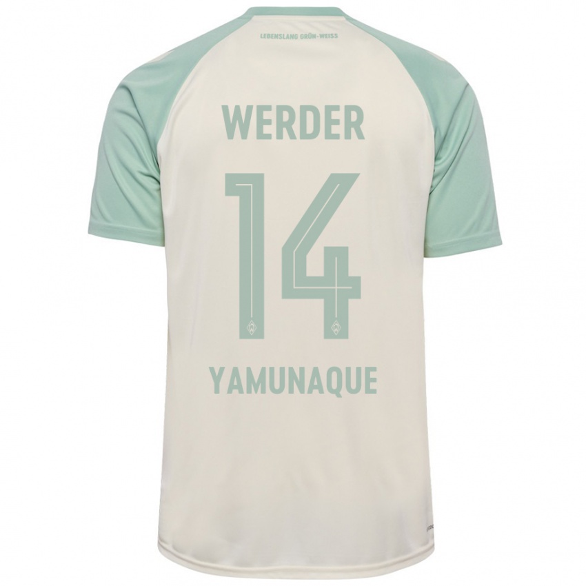 Niño Camiseta Rafael Pascual Ramirez Yamunaque #14 Blanquecino Verde Claro 2ª Equipación 2024/25 La Camisa Argentina