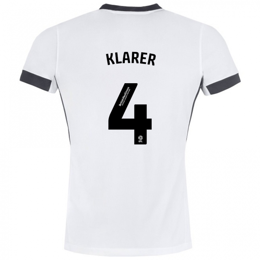 Niño Camiseta Christoph Klarer #4 Blanco Negro 2ª Equipación 2024/25 La Camisa Argentina