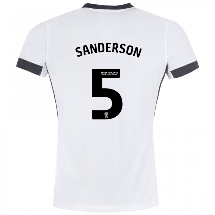 Niño Camiseta Dion Sanderson #5 Blanco Negro 2ª Equipación 2024/25 La Camisa Argentina