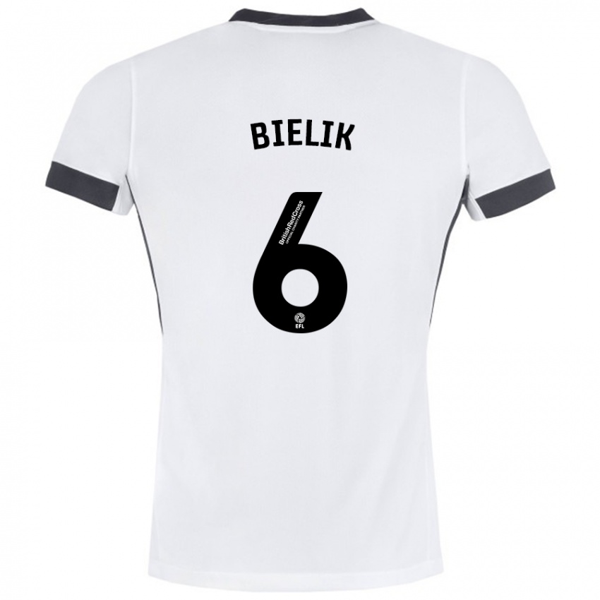 Niño Camiseta Krystian Bielik #6 Blanco Negro 2ª Equipación 2024/25 La Camisa Argentina