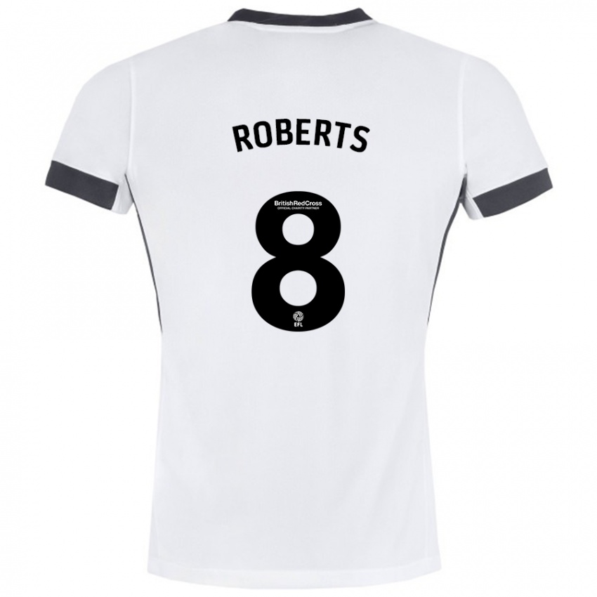 Niño Camiseta Tyler Roberts #8 Blanco Negro 2ª Equipación 2024/25 La Camisa Argentina