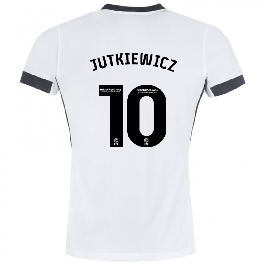 Niño Camiseta Lukas Jutkiewicz #10 Blanco Negro 2ª Equipación 2024/25 La Camisa Argentina