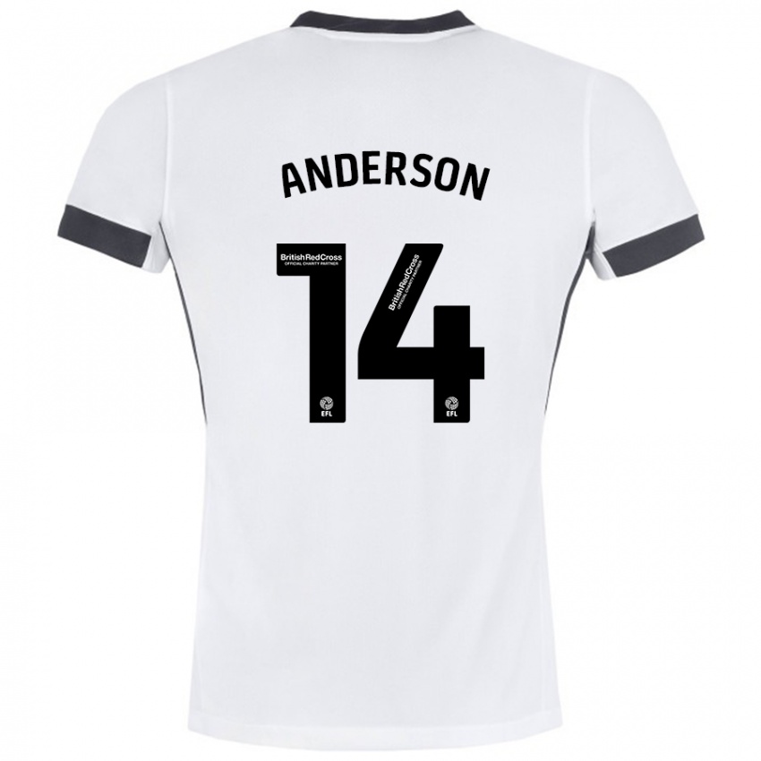 Niño Camiseta Keshi Anderson #14 Blanco Negro 2ª Equipación 2024/25 La Camisa Argentina